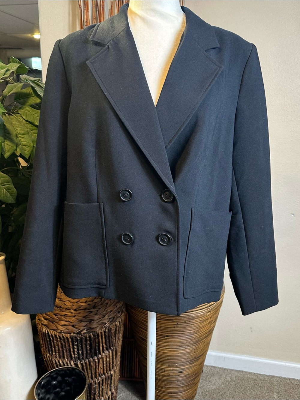 Alfani Women's Double-Breasted Black Blazer Jacket